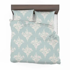 Teal Background Floral Pattern Bedding Set 2