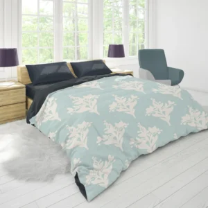 Teal Background Floral Pattern Duvet Cover 1