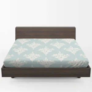 Teal Background Floral Pattern Fitted Sheet 1