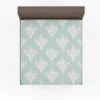 Teal Background Floral Pattern Fitted Sheet