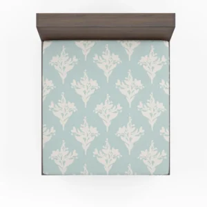 Teal Background Floral Pattern Fitted Sheet