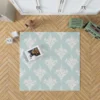 Teal Background Floral Pattern Rug