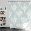 Teal Background Floral Pattern Shower Curtain