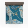 Teal Blue & Gold Liquid Marble Fitted Sheet