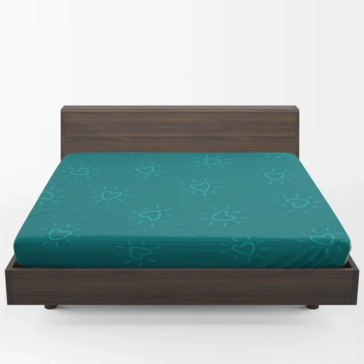 Teal Blue Spark Heart Fitted Sheet 1