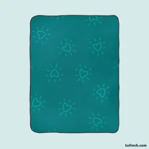 Teal Blue Spark Heart Fleece Blanket 1