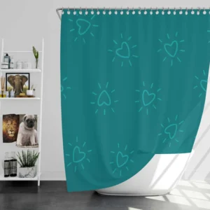 Teal Blue Spark Heart Shower Curtain