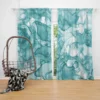 Teal Blue Watercolor Ink Texter Curtain