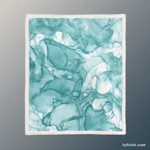 Teal Blue Watercolor Ink Texter Sherpa Fleece Blanket 1