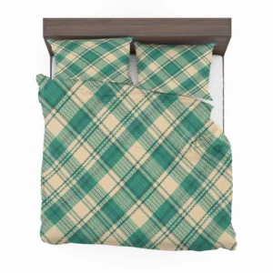 Teal Green Tartan Plaid Pattern Bedding Set 2