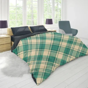 Teal Green Tartan Plaid Pattern Duvet Cover 1