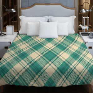 Teal Green Tartan Plaid Pattern Duvet Cover