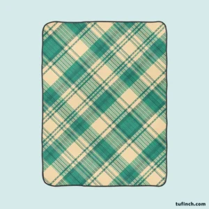 Teal Green Tartan Plaid Pattern Fleece Blanket 1