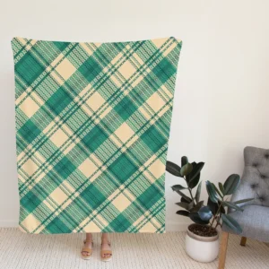 Teal Green Tartan Plaid Pattern Fleece Blanket