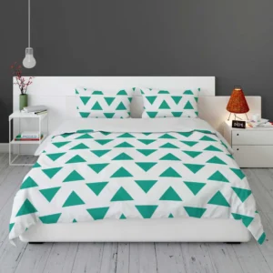 Teal Green Triangular Design Bedding Set 1