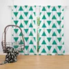 Teal Green Triangular Design Curtain