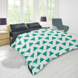 Teal Green Triangular Design Duvet Cover 1