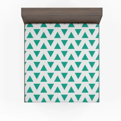 Teal Green Triangular Design Fitted Sheet