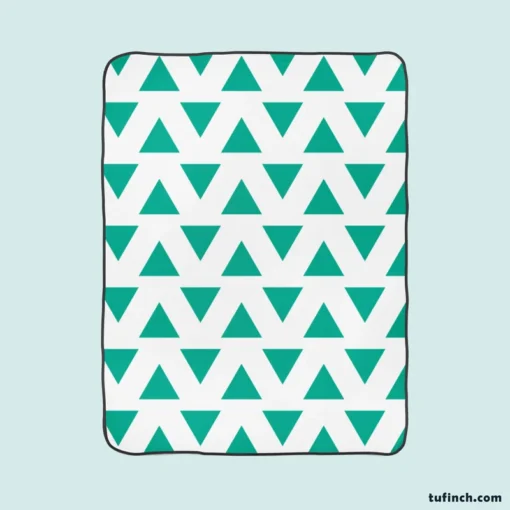 Teal Green Triangular Design Fleece Blanket 1