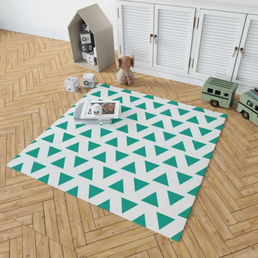 Teal Green Triangular Design Rug 1