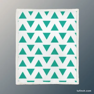 Teal Green Triangular Design Sherpa Fleece Blanket 1