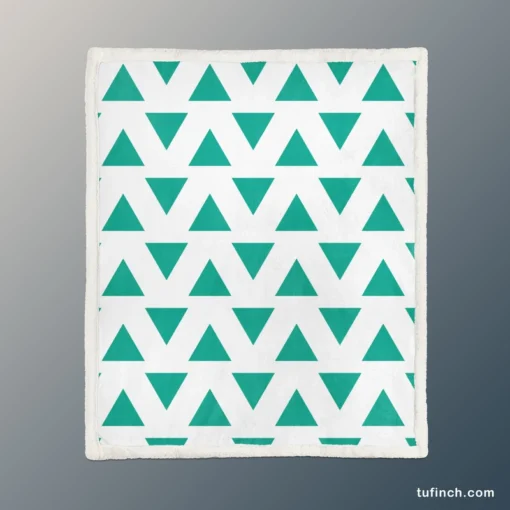 Teal Green Triangular Design Sherpa Fleece Blanket 1