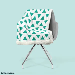 Teal Green Triangular Design Sherpa Fleece Blanket 2