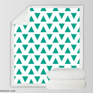 Teal Green Triangular Design Sherpa Fleece Blanket