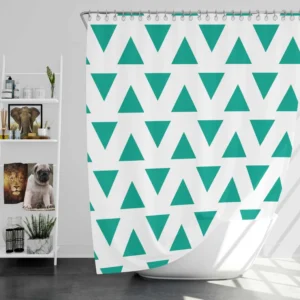 Teal Green Triangular Design Shower Curtain