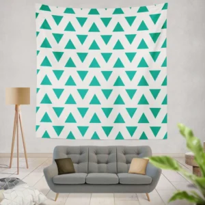 Teal Green Triangular Design Wall Tapestry