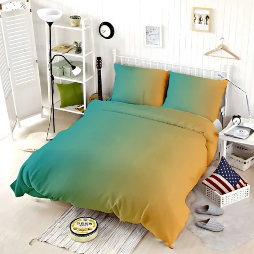 Teal To Golden Gradient Bedding Set