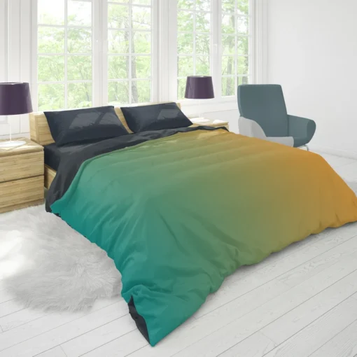 Teal To Golden Gradient Duvet Cover 1