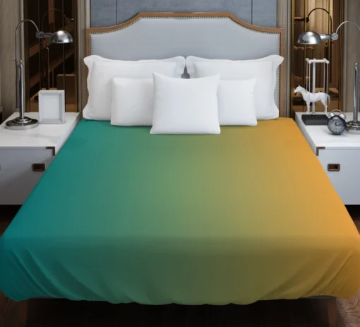 Teal To Golden Gradient Duvet Cover