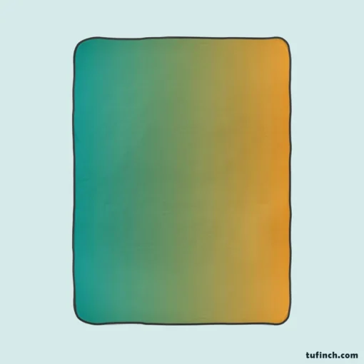 Teal To Golden Gradient Fleece Blanket 1