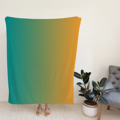 Teal To Golden Gradient Fleece Blanket