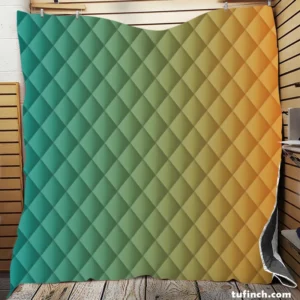 Teal To Golden Gradient Quilt Blanket