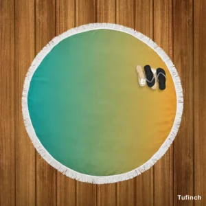 Teal To Golden Gradient Round Beach Towel