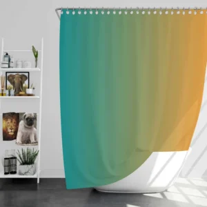 Teal To Golden Gradient Shower Curtain