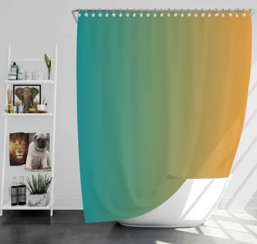 Teal To Golden Gradient Shower Curtain