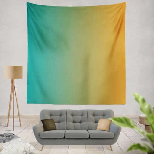 Teal To Golden Gradient Wall Tapestry