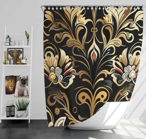 Thai Luxury Floral Pattern Shower Curtain