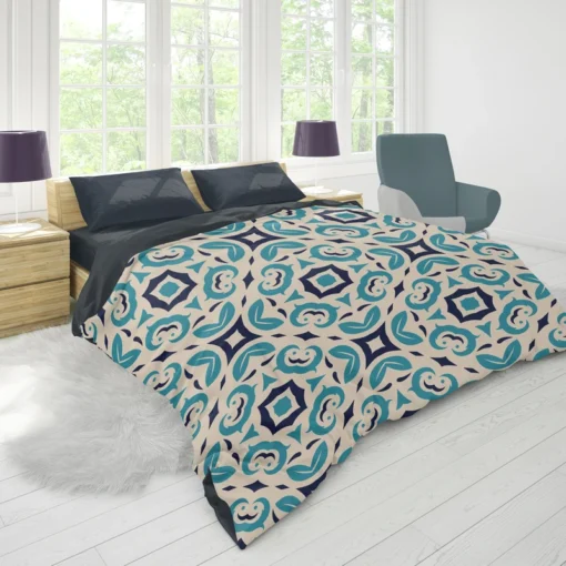 Three Colored Moroccan Design Duvet Cover 1