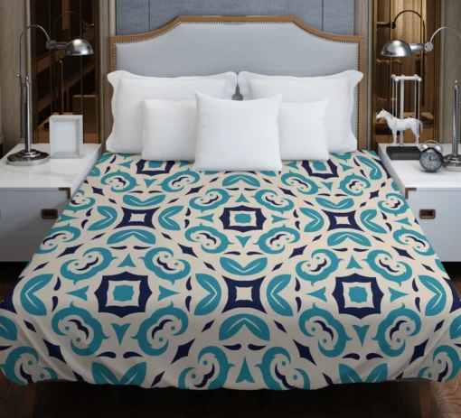 Three Colored Moroccan Design Duvet Cover