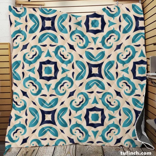 Three Colored Moroccan Design Quilt Blanket