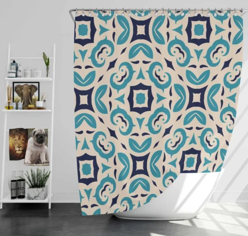 Three Colored Moroccan Design Shower Curtain