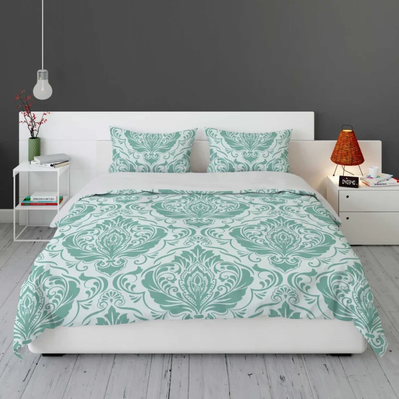 Tiffany Blue Damask Bedding Set 1