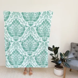 Tiffany Blue Damask Fleece Blanket