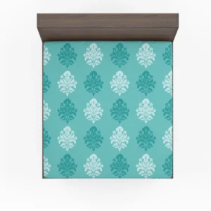 Tiffany Blue  Damask Pattern on Teal Blue Fitted Sheet