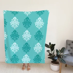 Tiffany Blue  Damask Pattern on Teal Blue Fleece Blanket