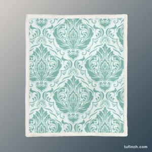 Tiffany Blue Damask Sherpa Fleece Blanket 1